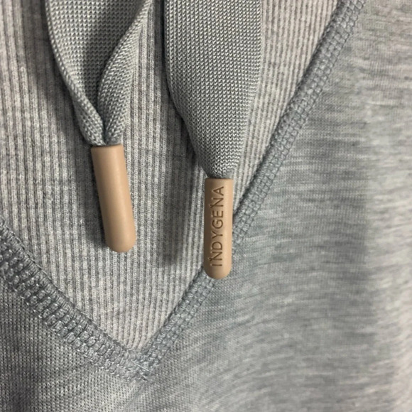 Indygena Women’s Grey Hooded Pullover Tunic Sweater Size Medium  Athleisure - Picture 9 of 15